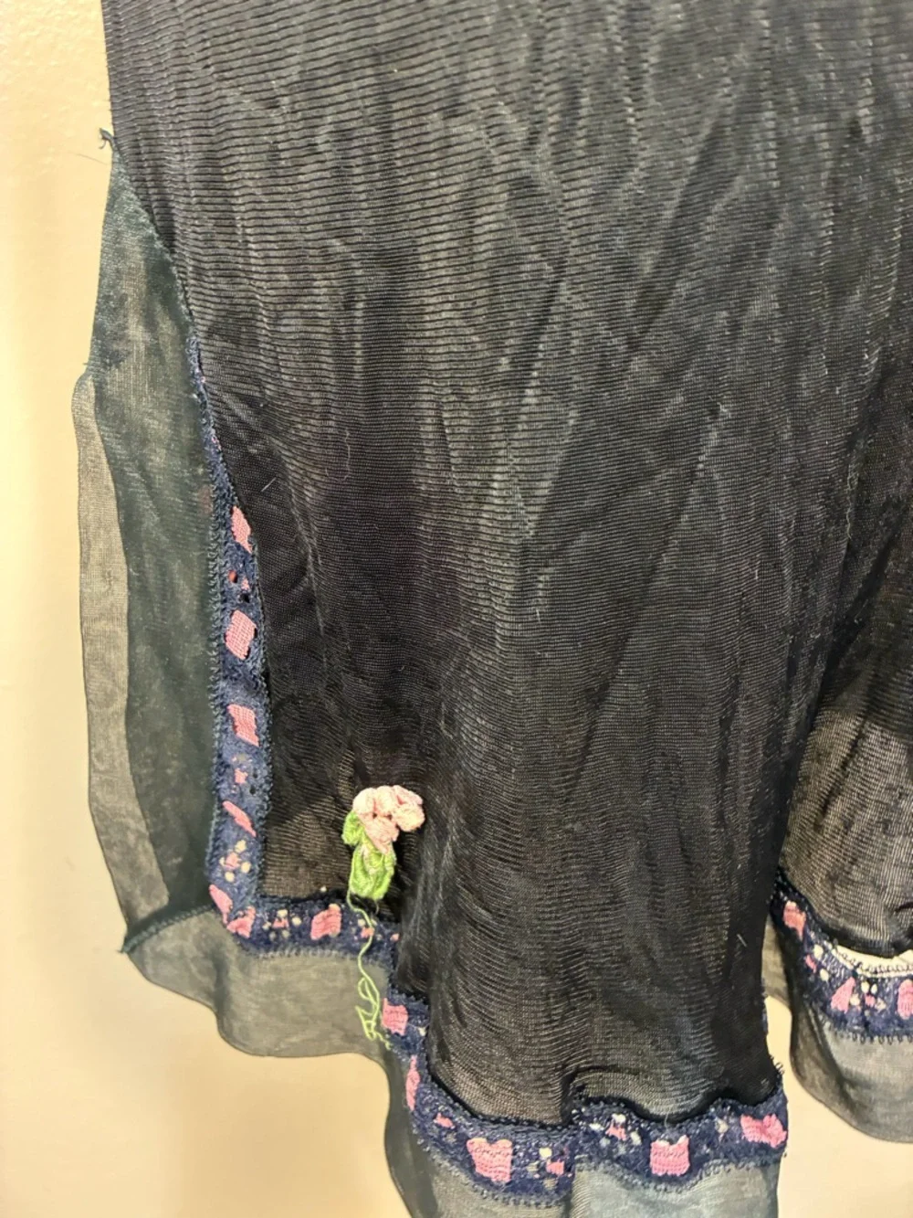 Vintage Unbranded Nylon Ribbon Rose Milkmaid Midi Dress Slip - Picture 3 of 12